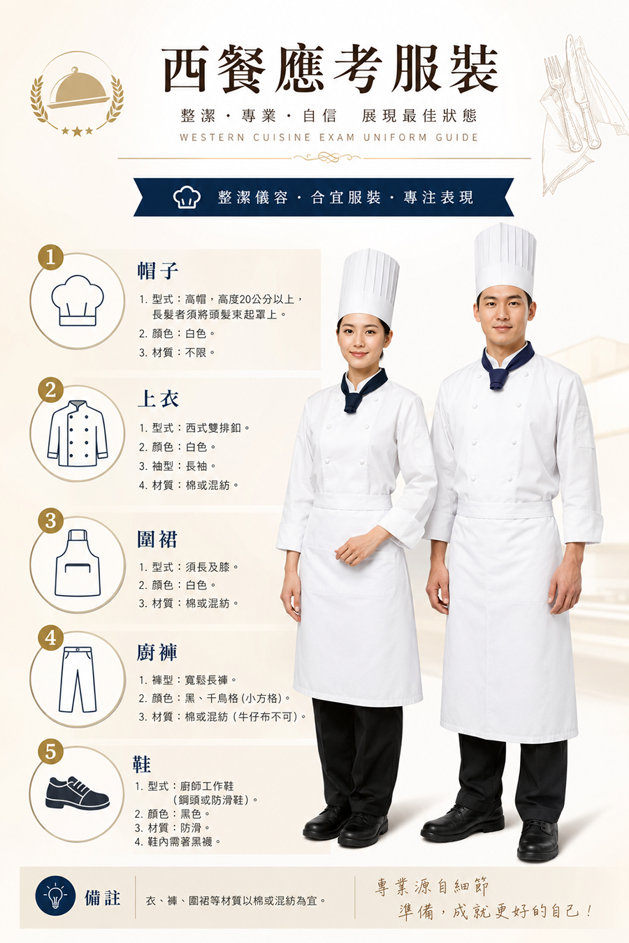 西餐廚師服裝考試用